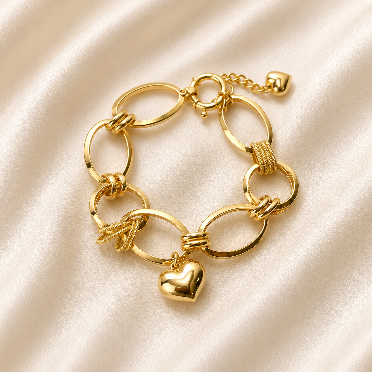 PULSEIRA FEMININA COM PINGENTE DE CORAÇÃO