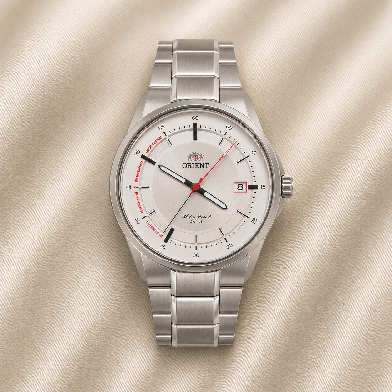 RELÓGIO ORIENT MASCULINO PRATA MOSTRADOR BRANCO