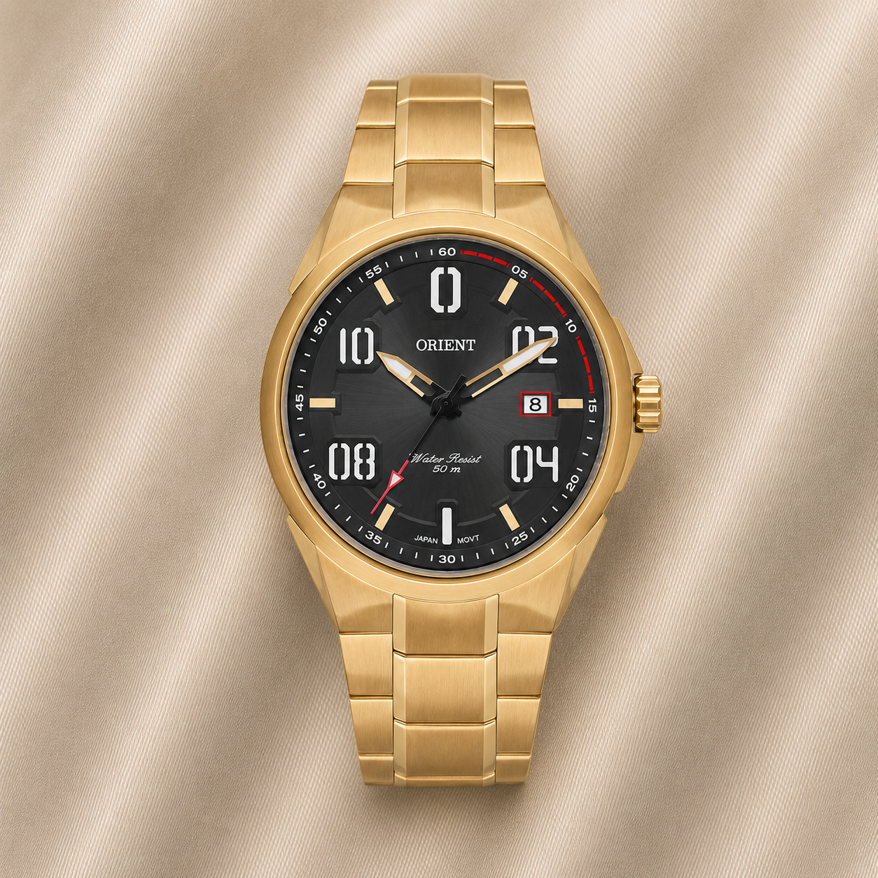RELÓGIO ORIENT MASCULINO DOURADO MOSTRADOR PRETO