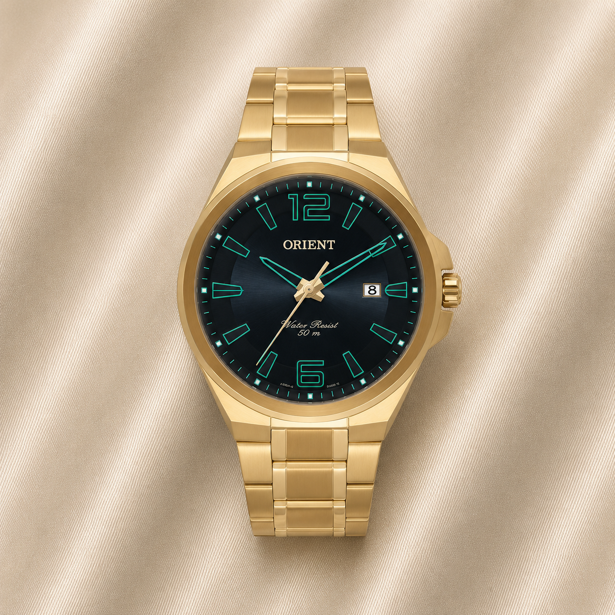 RELÓGIO ORIENT MASCULINO DOURADO MOSTRADOR PRETO