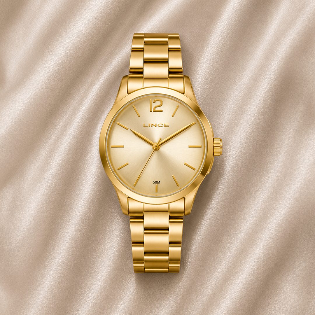 RELÓGIO LINCE FEMININO DOURADO MINIMALISTA