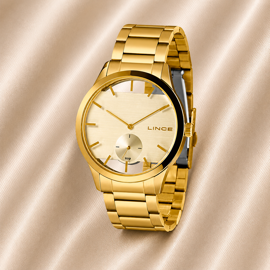 RELÓGIO LINCE FEMININO DOURADO COM MOSTRADOR CLARO
